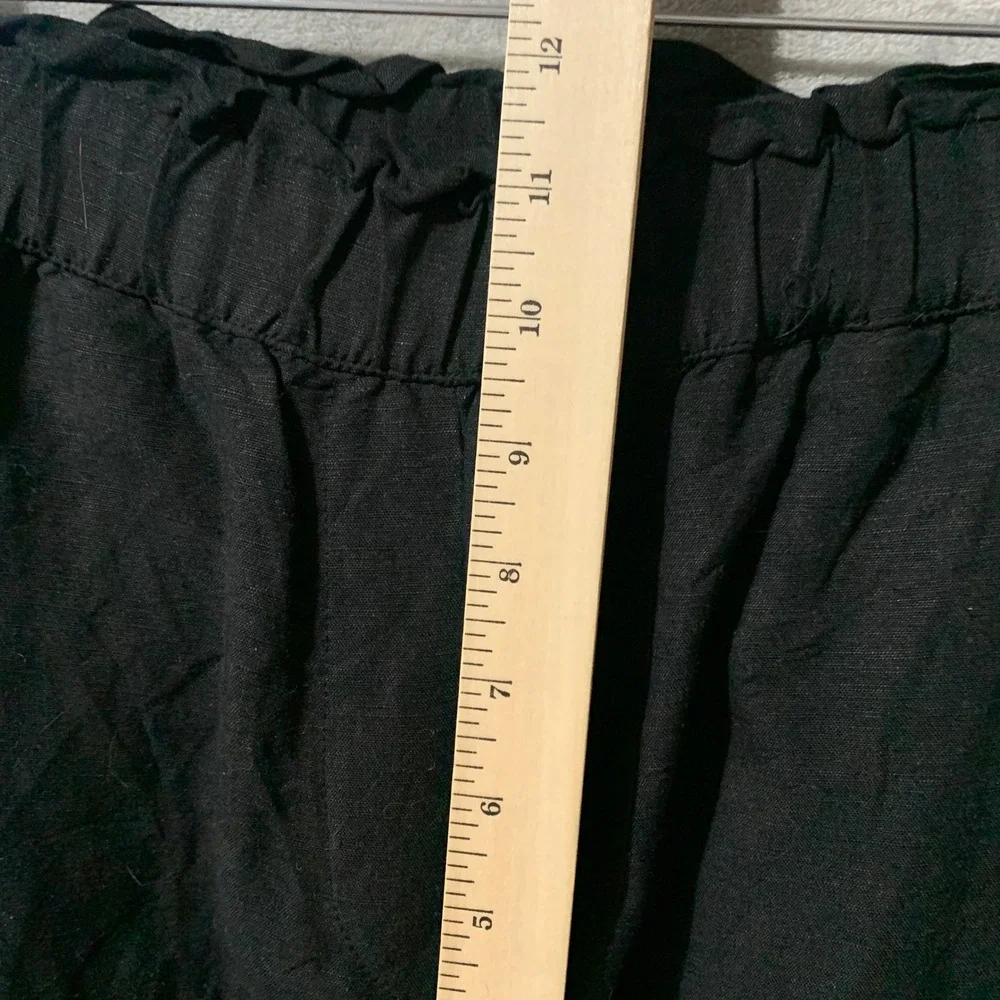 H&M Black Linen Blend Paperbag Waist Tapered Pants Womens‎ Size 6 High Rise